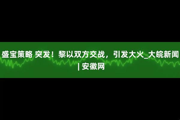 盛宝策略 突发！黎以双方交战，引发大火_大皖新闻 | 安徽网