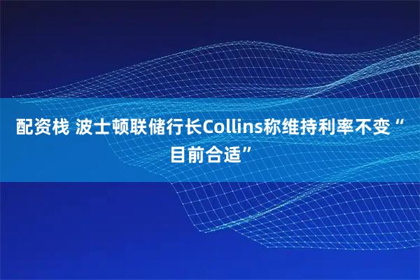 配资栈 波士顿联储行长Collins称维持利率不变“目前合适”