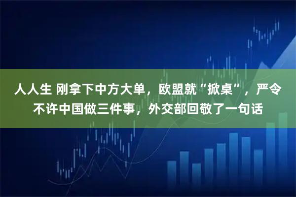 人人生 刚拿下中方大单，欧盟就“掀桌”，严令不许中国做三件事，外交部回敬了一句话