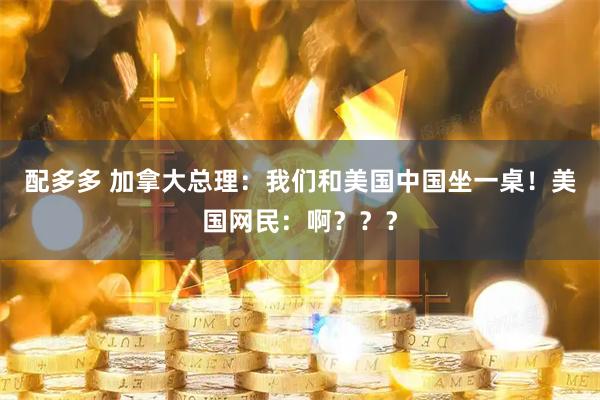 配多多 加拿大总理：我们和美国中国坐一桌！美国网民：啊？？？